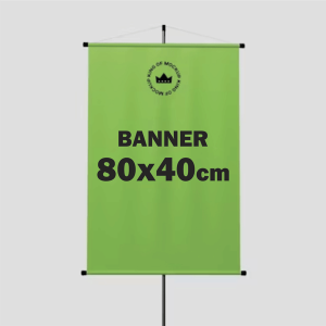Banner 80x40cm Lona 280g 80x40 cm 4x0 - Impressão Solvente Brilho / Fosco Tubete e corda Material Produzido e Faturado por N.I.D.I. Ltda