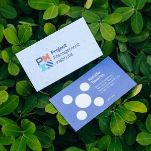 Cartão de visitas em Papel Semente - 9x5 cm Papel semente 9 x 5 cm 4/4  Corte reto Material Produzido e Faturado por P.M.G.E. Ltda
