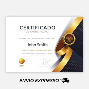 Diploma / Certificado - A3 Opções: Couche / Vergê / Linho / Metalizado(Perolizado) A3 29,7 x 42,00 cm 4/0 ou 4/4 Sem verniz Corte Reto Material Produzido e Faturado por P.M.G.E. Ltda