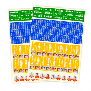 Etiquetas Escolares Adesivas Personalizadas Adesivo VINIL Adesivo A3 29,7x42cm 4x0  Corte Contoro Material Produzido e Faturado por P.M.G.E. Ltda