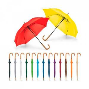 Guarda-chuva em poliéster com abertura automática Poliéster 190T 1040 x 885 mm   Poliéster 190T com haste em metal, pega em madeira Material Produzido e Faturado por S.T.R Ltda - 99116